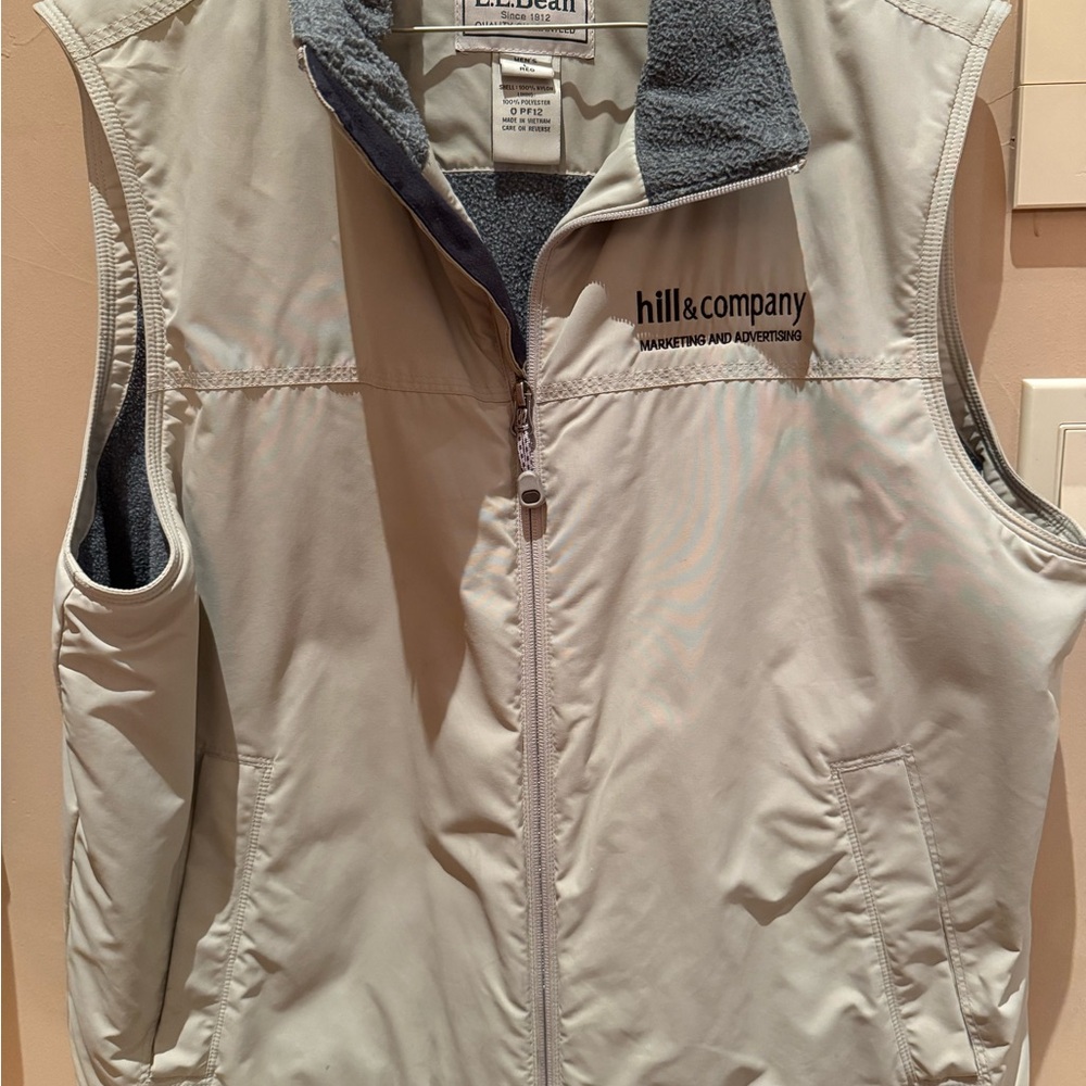 L.L. Bean Men's fleece lined vest - Gray with khaki outer